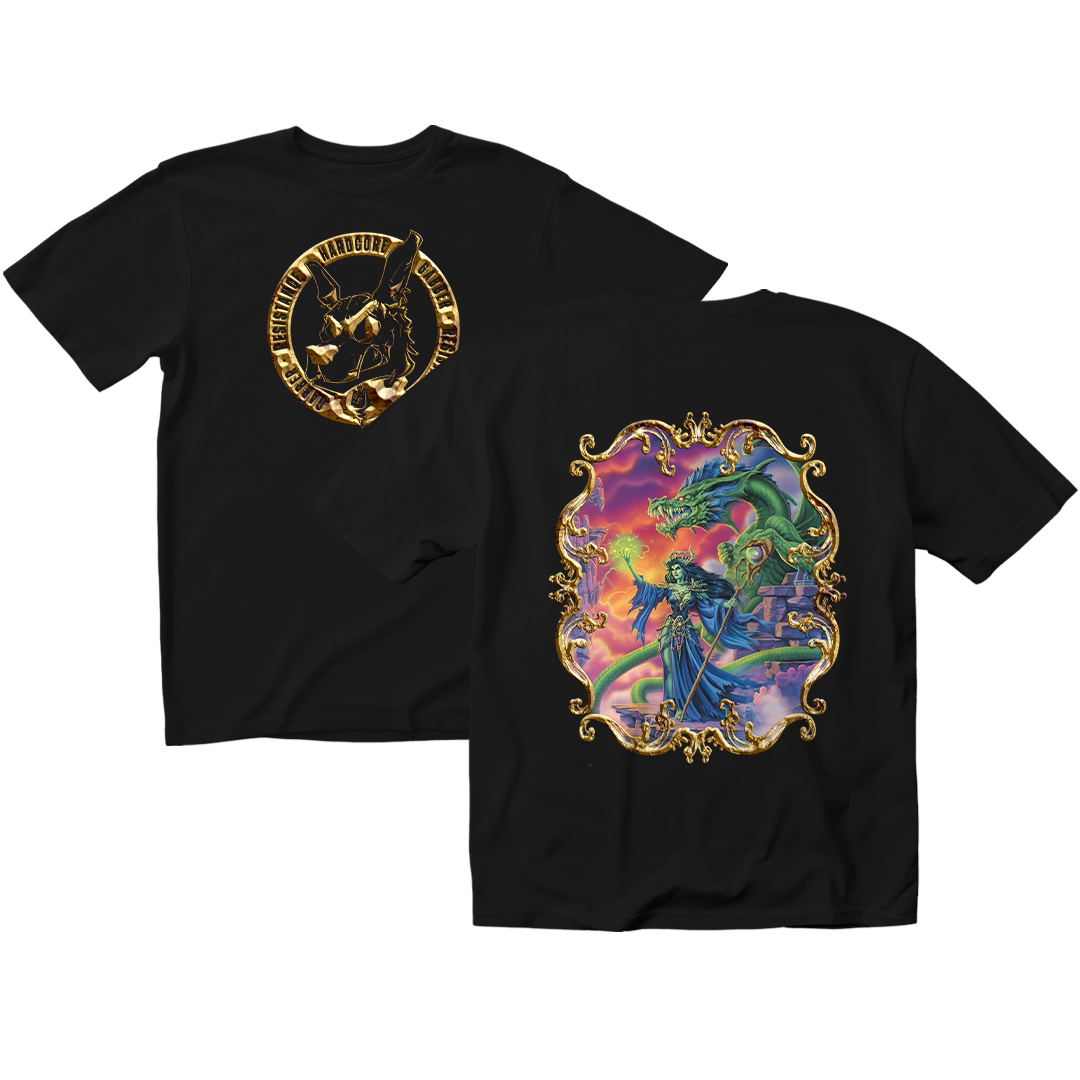 GABBER RESISTANCE - GOLD LOGO TEE - Black