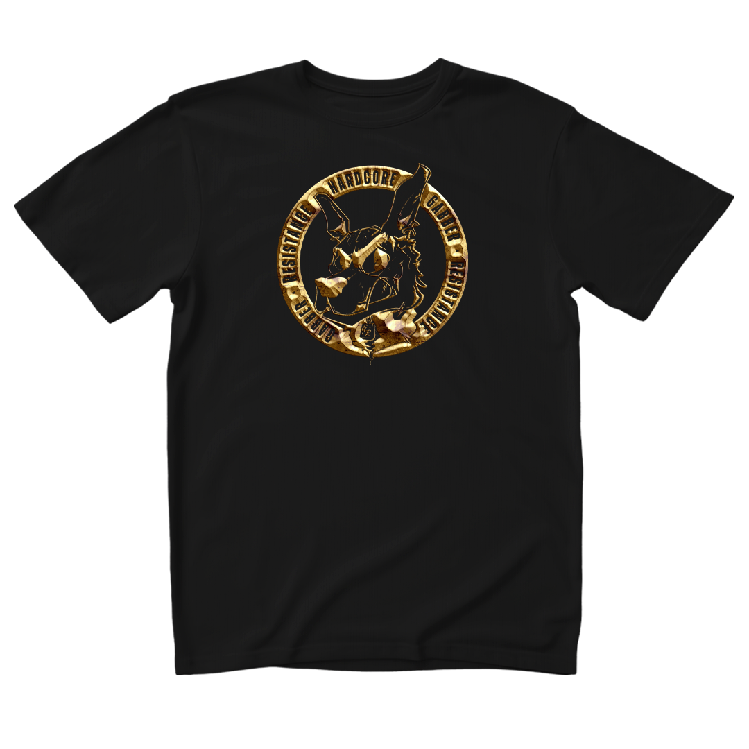 GABBER RESISTANCE - GOLD LOGO TEE - Black